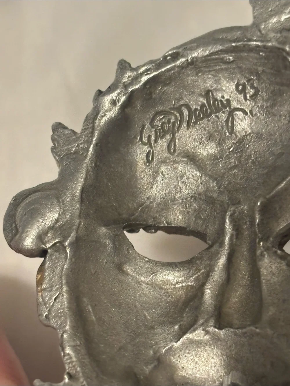Venetian Mask Decorative Sculpture Pewter, Gold and Purple Greg Neely
